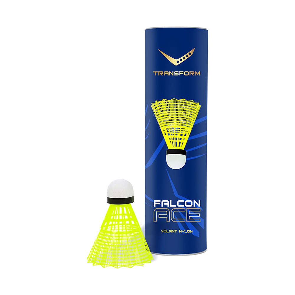 Transform Falcon-Ace Nylon Shuttlecock – Yellow (Box of 6)